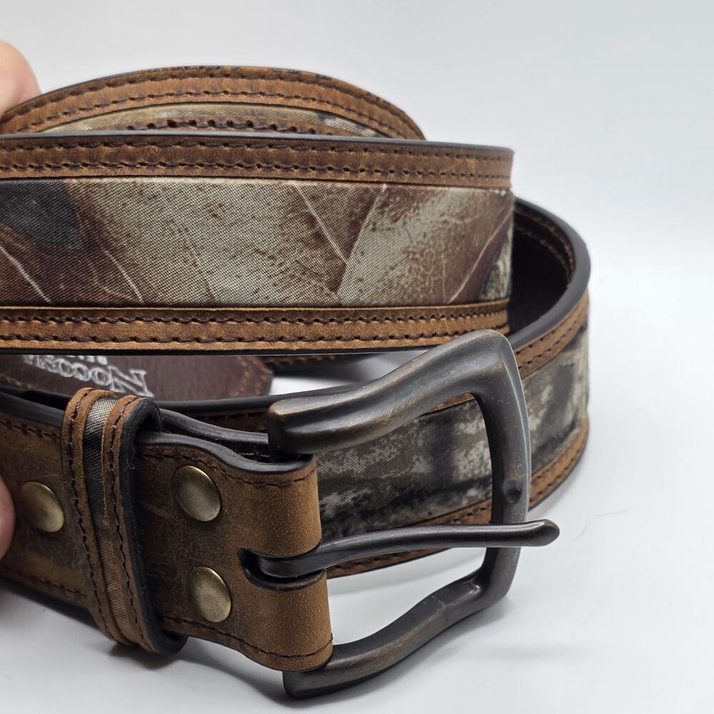 Nocona Belt Co Mens 44 Genuine Leather Realtree Camo Hunting Belt Brown